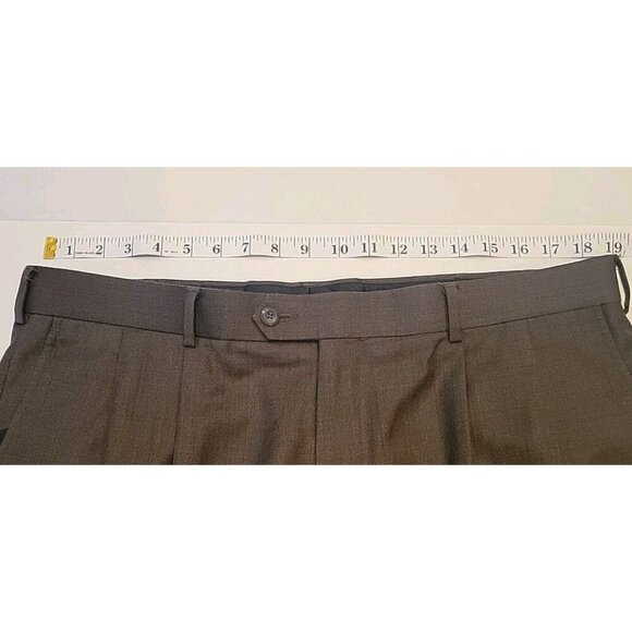 Perry Ellis America Mens 38x30 Brown Dress Pants Pleated Cuffed EUC 300 80s - Picture 3 of 8